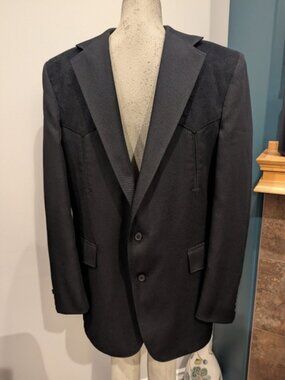 Pagano West Mens 44L  Black Western Blazer Sports Coat Cowboy made in the USA